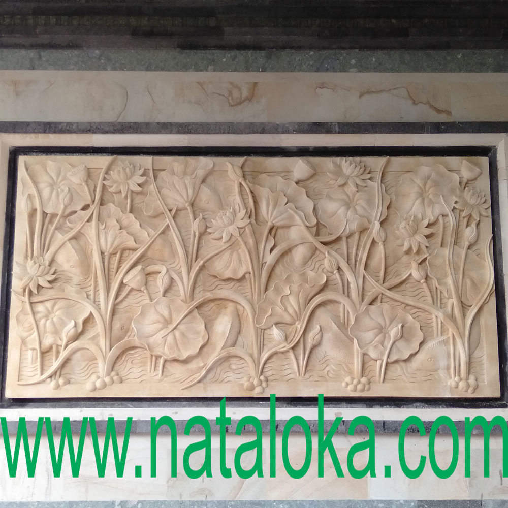 Gambar Relief Dinding Depan Rumah Motif Bunga Teratai