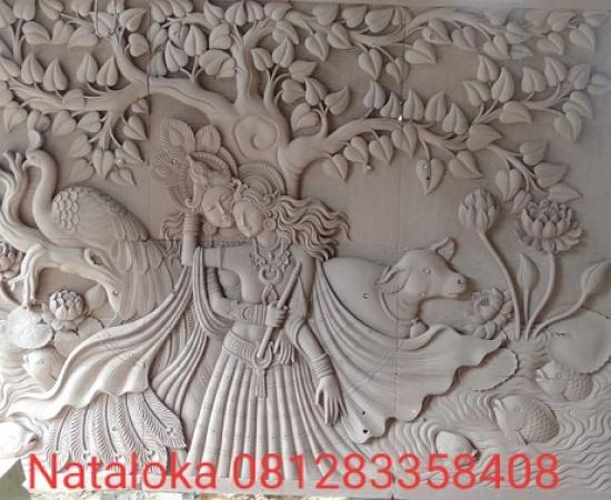 Relief Ukiran Dinding Motif Krisna Narada