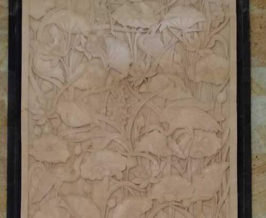 Jual Relief Ukiran Motif Lotus dan Burung Untuk Dinding